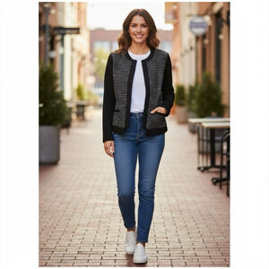 Gerard Darel Wool Tweed Blazer Jacket Black Size 10 $595 Retail